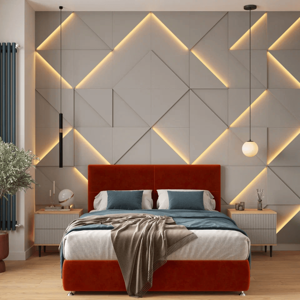 Модульная стеновая 3D панель с LED подсветкой КВАРЦ / PRIZMA