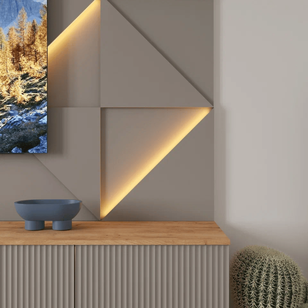 Модульная стеновая 3D панель с LED подсветкой КВАРЦ / PRIZMA