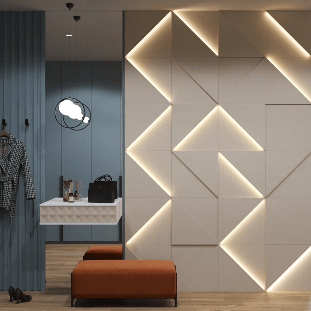 Модульная стеновая 3D панель с LED подсветкой АМАРОК / PRIZMA
